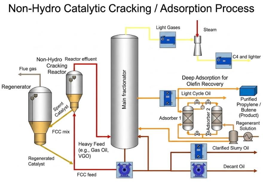 Non-Hydro Catalytic Cracking/Adsorption