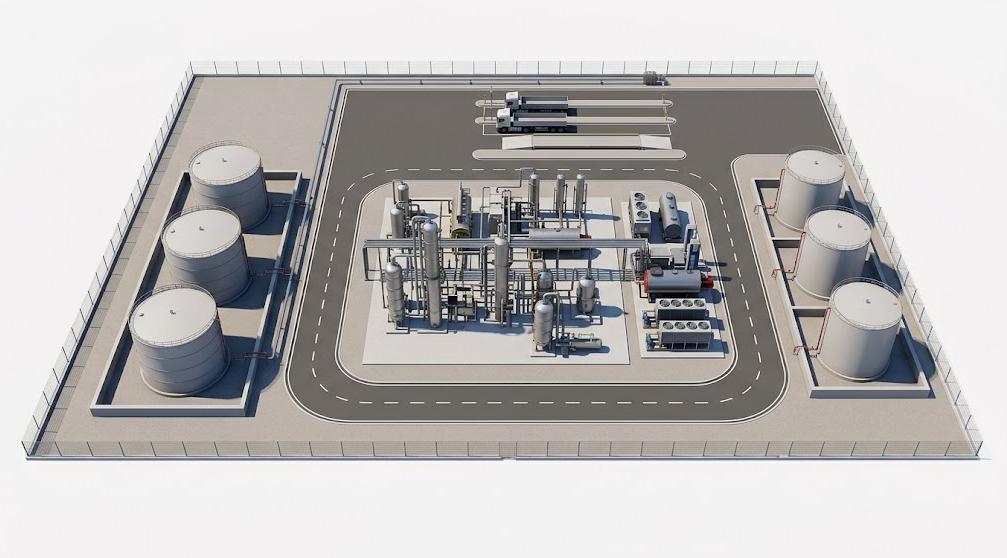 20 TPD waste oil recycling plant layout