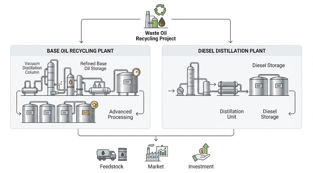 Choosing between base oil and diesel recycling plants
