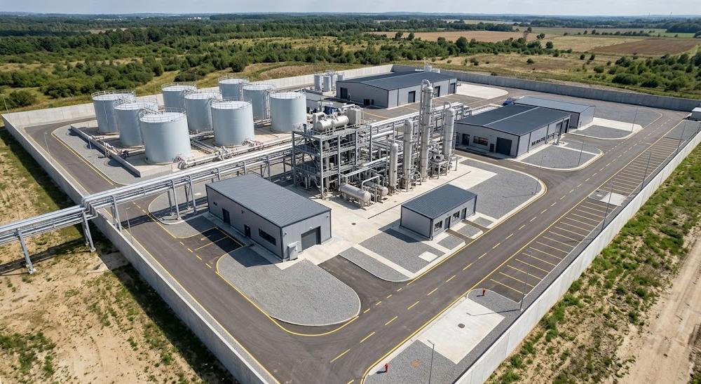 Waste oil recycling plant site layout