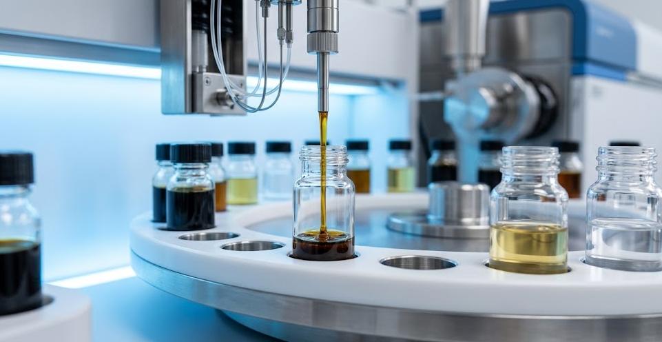 Laboratory ICP elemental analysis for heavy metal detection in re-refined base oil